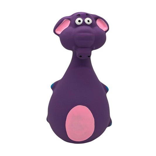 Hondenspeeltje latex olifantje in paars. Piept bij bijten of knijpen, ideaal voor speelplezier en interactie met je hond.