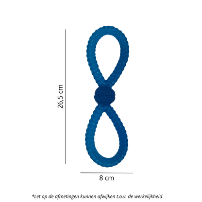 Blauwe Fun Flos met afmetingen van 26,5 cm bij 8 cm, extra stevig voor langdurig speelplezier.