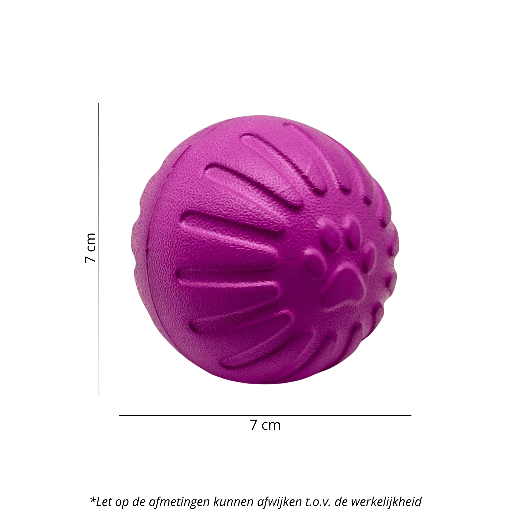 Sterke paarse rubberen hondenbal van 7 cm – ideaal voor apporteren, stuiteren en bijten. Perfect voor uren speelplezier!